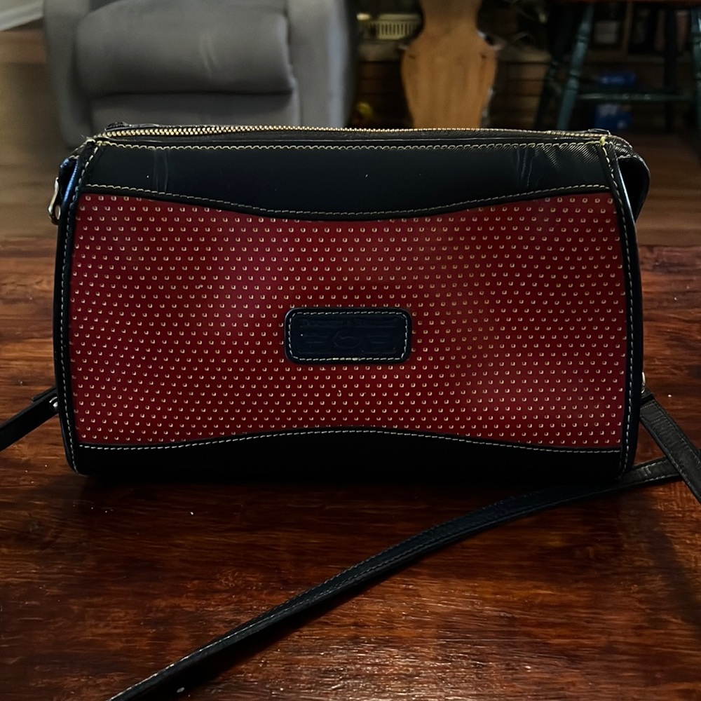 Dooney & Bourke Vintage Red Perforated Leather Crossbody Purse